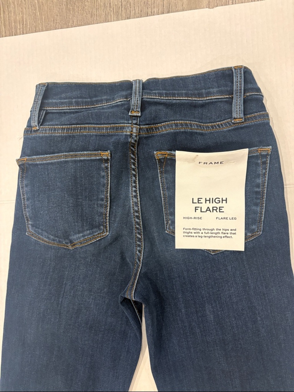 NWT Frame Denim Dark Indigo High-Rise Flare Jeans Size 24 - Picture 14 of 16